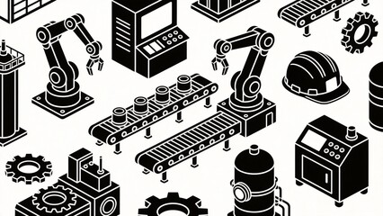 Industrial machinery and equipment icons