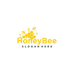 A honey bee logo themed around nature and the honey industry with a clean and modern look.
