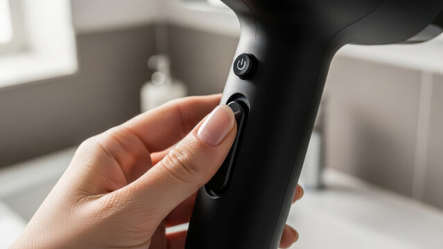 Adjust the wind speed with the hair dryer button.
