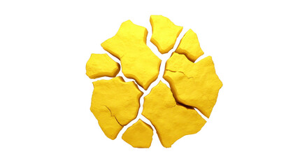 Naklejka premium Cracked yellow clay dry soil drought environmental texture isolated earth arid natural rough symbolizing climate change and dryness