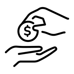 An outline icon depicting a cashback