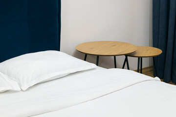 bed room interior white sheet and table indoor space minimalism style calm