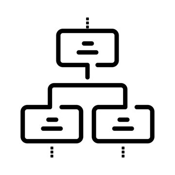 A linear style icon representing flow chart