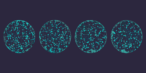 Abstract representation of evolving neural networks inside oval shaped structures