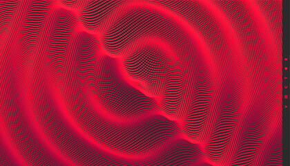 3D wavy background. Ripple effect. Grid surface. Vector illustration for cover, card, postcard, banner, poster, brochure or presentation.
