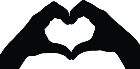 Fototapeta premium Love Heart Hands Silhouette Gesture Symbol Romance Romantic Affection Care Connection Together Unity Support Trust Passion Emotion Relationship Valentine Feeling Shape Icon Minimal Vector