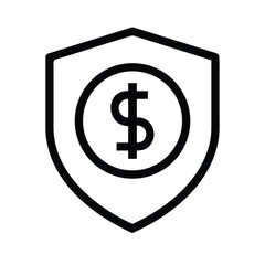 Obraz premium Secure Finance Symbol: Dollar Sign Inside Shield Icon, Minimalist Flat Design Vector Illustration