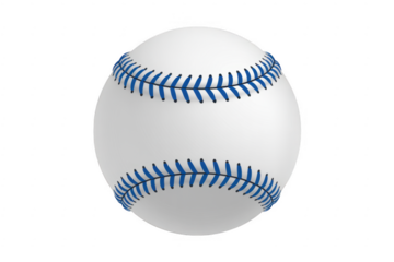 White baseball with blue stitching sports baseball game isolated on a transparent background