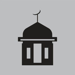 Minimalist Mosque Icon with Crescent Moon Symbol
