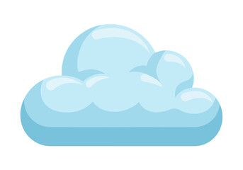 Fototapeta premium Stylized light blue cartoon cloud illustration on a white background