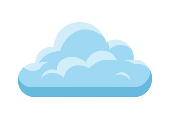 Fototapeta premium Stylized light blue cloud graphic with darker blue shading against a white background