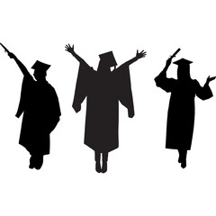 Graduation Celebration Students Silhouette Collection