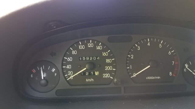 analog devices for cars. dashboard. speedometer and tachometer. old car. instrument arrows. vintage car. old instrument scales.