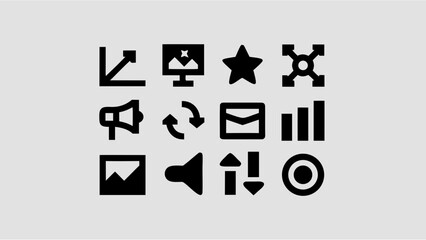 Digital Marketing and SEO Strategy Vector Icon Set for Online Advertising and Brand Promotion Agency