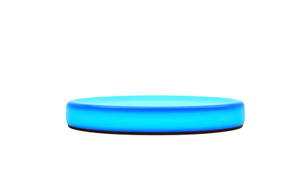 Glowing blue round platform illuminated stage modern minimal design isolated on transparent background futuristic display vibrant color empty pedestal product showcase