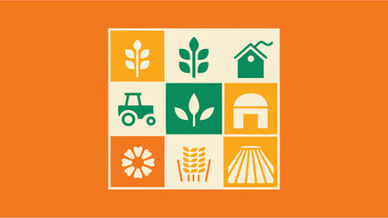 Farming and Organic Crop Production Vector Icons for Agricultural Business and Food Supply Chain