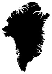 Black Silhouette Greenland Map American Country