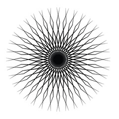 Naklejka premium Geometric Mandala Sunburst Vector Ornament on White.