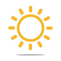 Obraz premium Sun icon with rays. Bright daylight and energy symbol. Weather climate and brightness concept