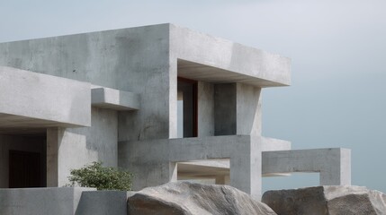 Modern Minimalist Concrete Architecture With Dramatic Geometric Shapes and Natural Surroundings