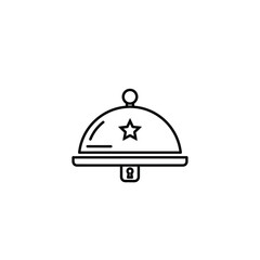 Obraz premium Vector illustration icon a simple line drawing of a covered serving dish with a star on top, symbolizing a highquality restaurant or hotel food presentation