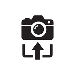 a sleek camera upload icon design with a modern and minimalist aesthetic silhouette