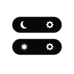 Vector illustration icon black icons of sun and moon with gear on for day and night settings