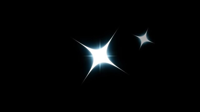 Twinkling stars overlay, blinking white vector stars, glowing sparkle dust effect, fairy magic light trails, seamless transparent loop, festive motion design 4k