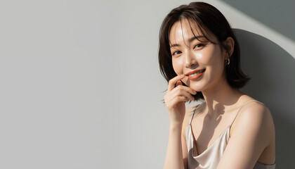 ボブヘアの日本人女性のビューティーポートレート