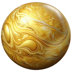 Obraz premium Golden Marble Sphere with Swirling Patterns isolated on a transparent background