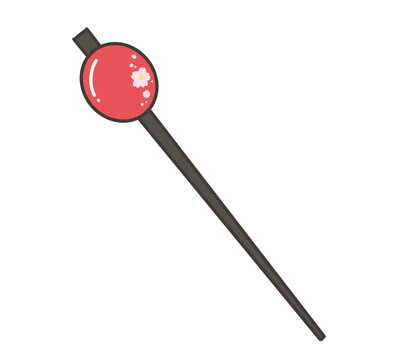 赤いガラス玉がついたかんざし