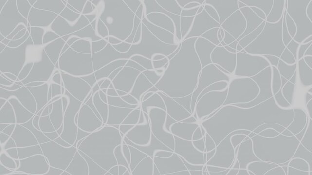 Abstract white organic lines animation. Neural network or fiber texture seamless loop.