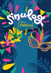 Pink and Purple Colorful Bold Festive Sinulog Festival Poster, vector, skull, illustration, fire, halloween, face, art, tattoo, mask, head, horror, evil, monster, design, tribal, symbol, scary, icon, 