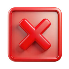 Fototapeta premium Red button with a large cross symbol isolated on a transparent background red square button
