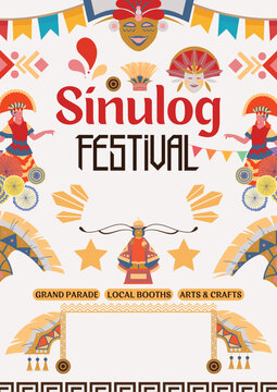 Pink and Purple Colorful Bold Festive Sinulog Festival Poster, vector, skull, illustration, fire, halloween, face, art, tattoo, mask, head, horror, evil, monster, design, tribal, symbol, scary, icon, 