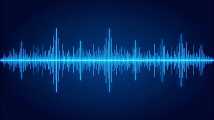 A vibrant blue sound wave graphic on a dark background