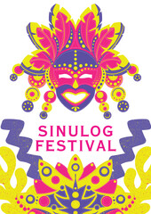 Pink and Purple Colorful Bold Festive Sinulog Festival Poster, vector, skull, illustration, fire, halloween, face, art, tattoo, mask, head, horror, evil, monster, design, tribal, symbol, scary, icon, 