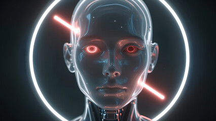 Robot , sci-fi woman animation of the digital world of the future