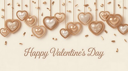 Happy valentine's day with golden hearts