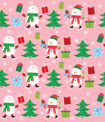 cute snowman seamles pattern design