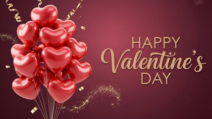 Happy valentine's day with heart balloons