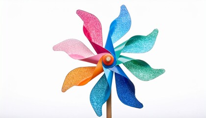 pinwheel frozen in wind mid spin isolated on white