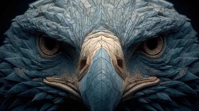 Majestic Eagle Portrait in Ethereal Blue Textured Design, Symbolizing Strength and Power in Wildlife Illustration