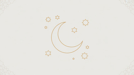 Crescent Moon and Stars, Serene Atmosphere, Digital Artwork, Minimalist Design