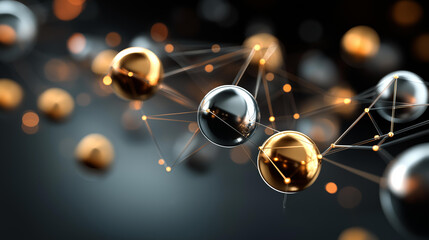 Abstract arrangement of polished metal components in geometric network, product launch presentation, UI/UX mockups design, data visualization dashboards, holographic interface elements,