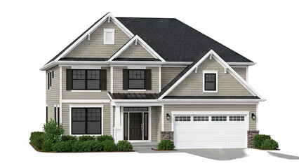 Modern Two-Story House with Attached Garage