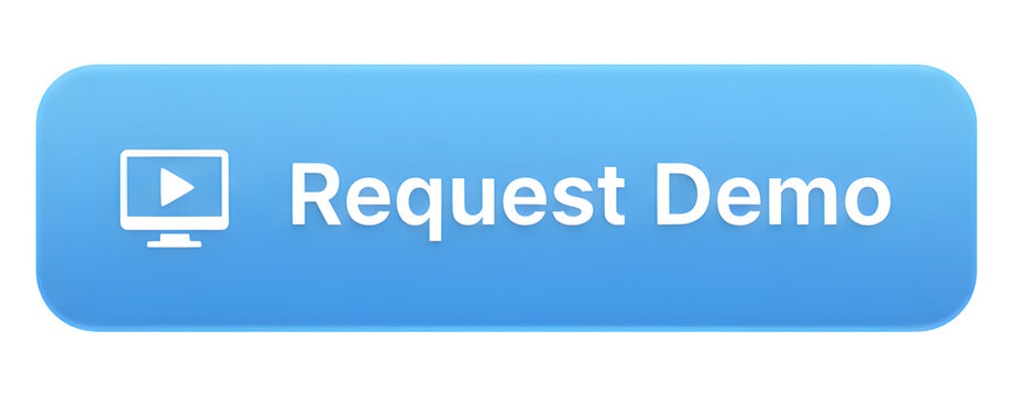 Blue Request Demo Button Isolated on Transparent Background for Software and SaaS Marketing