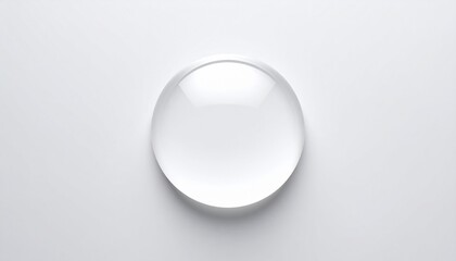 美容や透明感イメージ　白背景に置かれた一滴の透明な水滴と潤いのテクスチャ背景素材