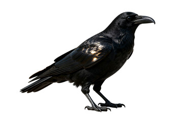 Obraz premium Common Raven (Corvus corax) in Isolated White Background