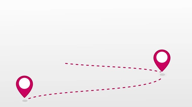 journey roadmap with location pins and destination flag animation